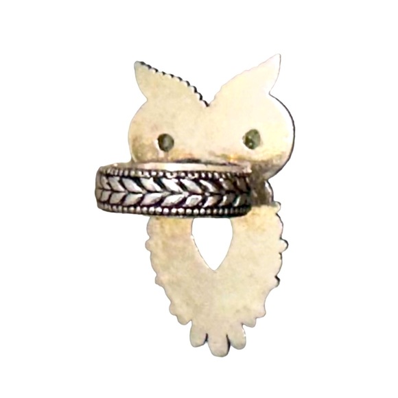 Vtg Owl Ring with Faux Labradolite Stone - Picture 4 of 4